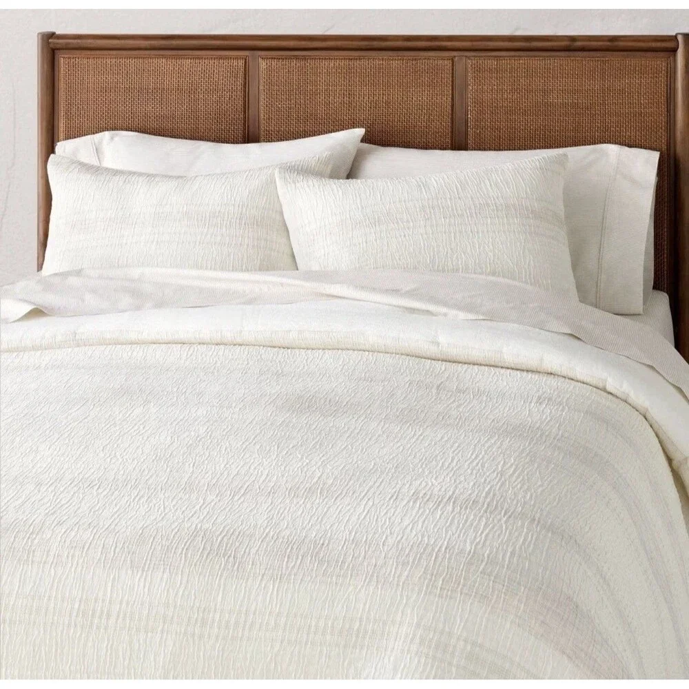RARE 3pc Full/Queen Heather Stripe Comforter Set Twilight Taupe - Hearth & Hand